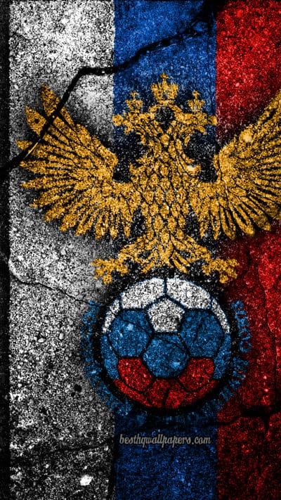 Russian football team emblem, UEFA, Europe, football, asphalt texture, soccer, Russia, European national football teams, Russia national football team