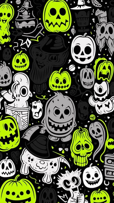 monsters,pumkins,halloween,art,pattern,bright