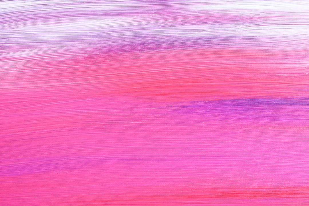 Horizontal magenta and purple acrylic paint strokes overlap with textured white highlights and lavender hues.