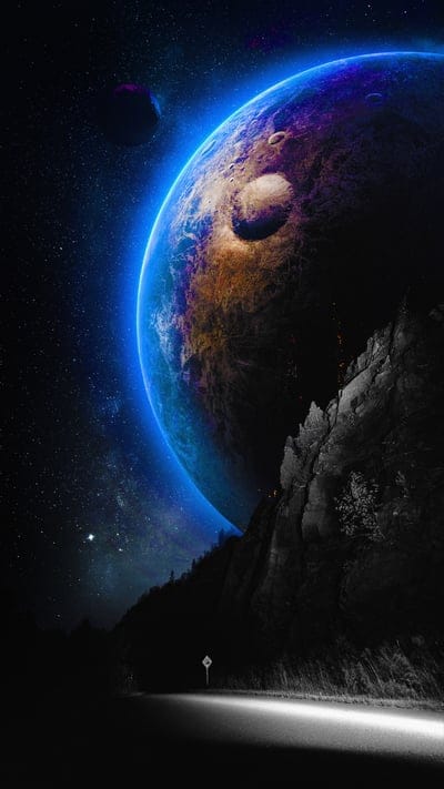 planet,craters,road,night