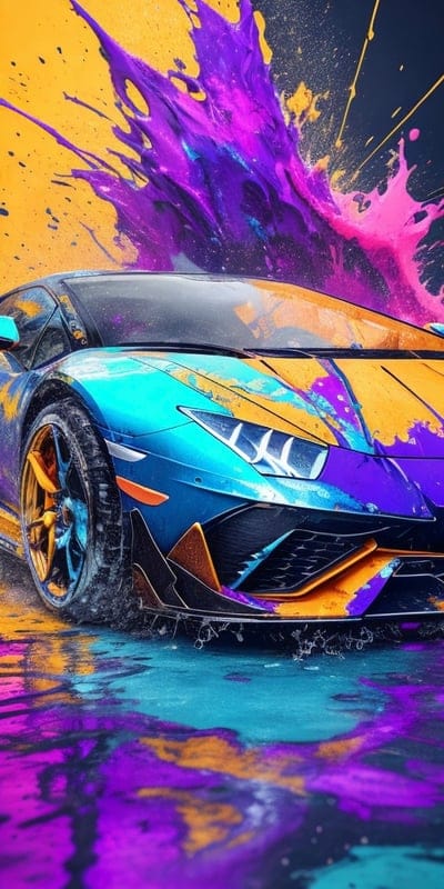 lamborghini hurakan,lamborghini,sports car,paints,splashes,multicolored,bright,colorful,ai,art