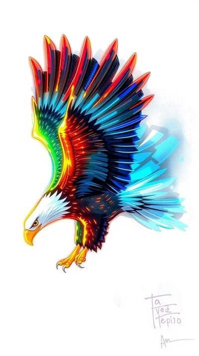 Rainbow,Sketch,Hand Drawn,Color Sketch,Hd Backgrounds,Hq Wallpapers,4k wallpapers,8k wallpapers,High Quality,Hand Made,Eagle,Bird,Mighty,Majestic