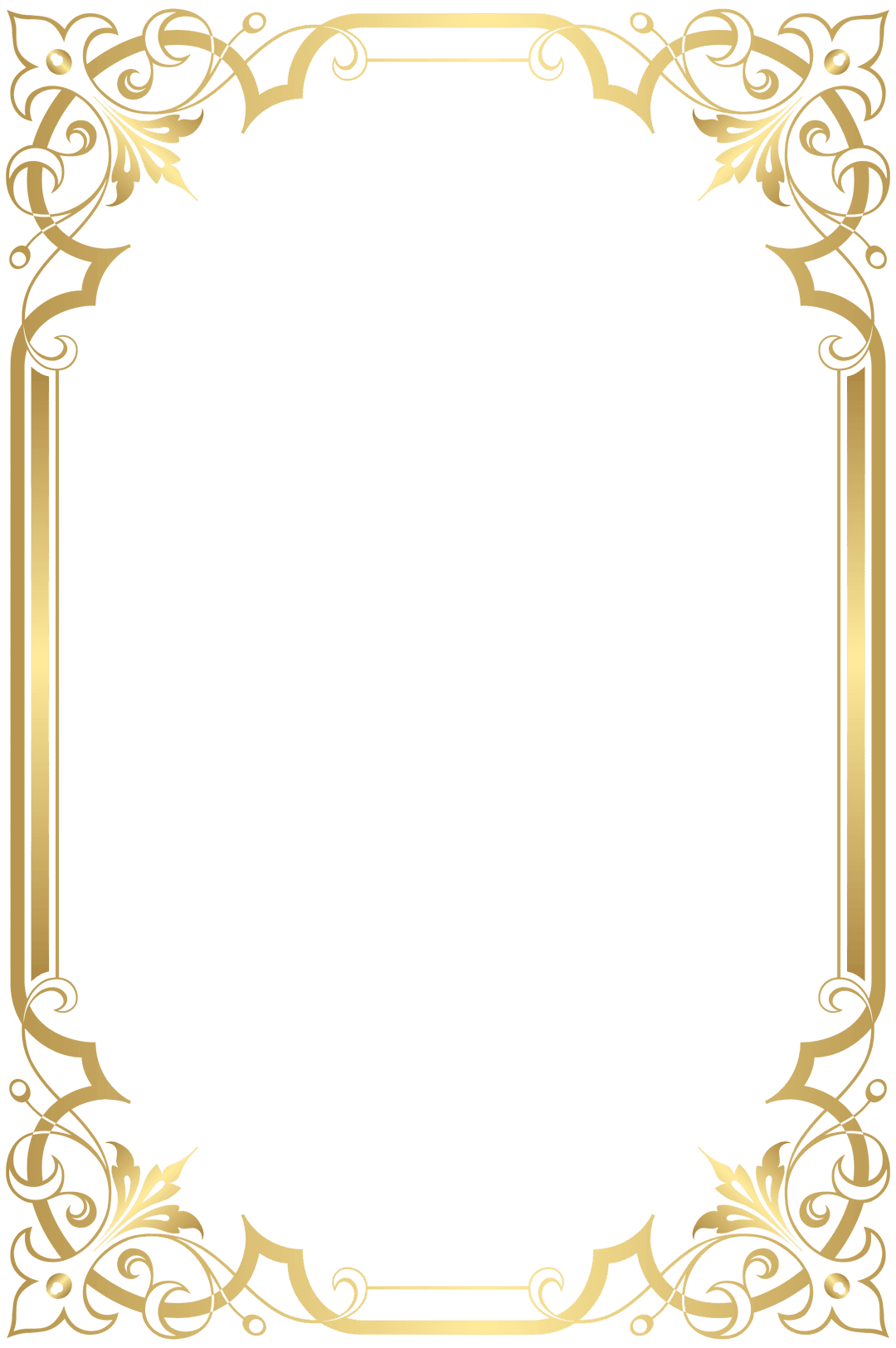 Gold rectangle border frame features a polished metallic texture and clean geometric lines on a clear background.