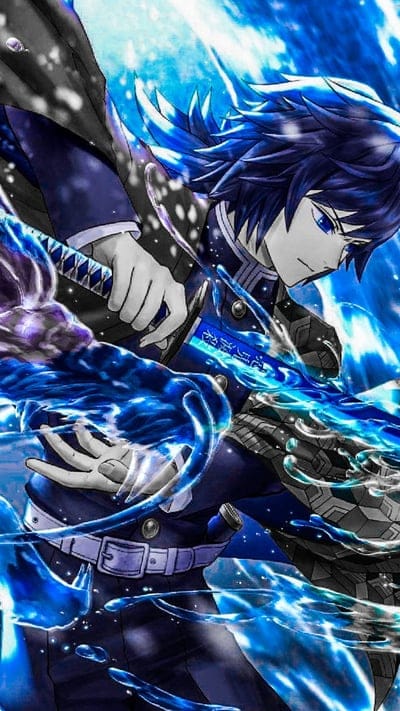 demon slayer, electric blue, black hair, Anime, Tanjiro kamado