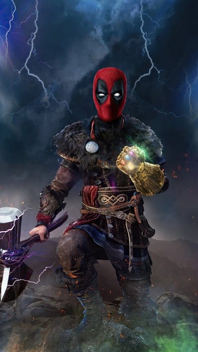 Deadpool,lightning,thor,marvel,heroes,super hero,mixed,thanos, mix