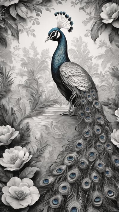 Tattoo,Tattoo Wallpaper,Wallpaper,AI Art,Ai Wallpaper,Desktop Wallpaper,Artwork,Black,White,Black and White,Aesthetic,Peacock,Color