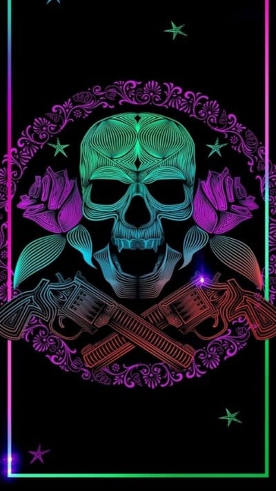 Neon Skull,colourful,rainbow