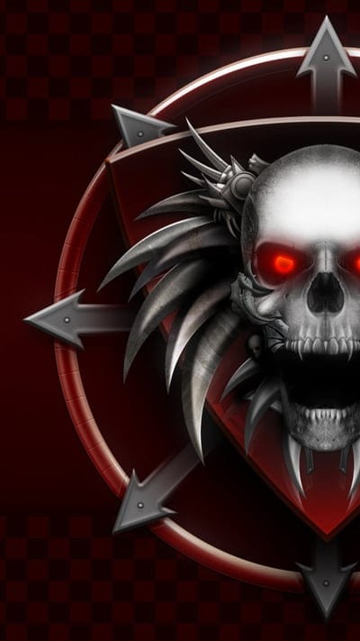 CHAOS SKULL,red,eyes,skull