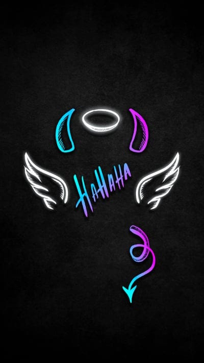 laughter,inscription,angle,demon.wings,neon