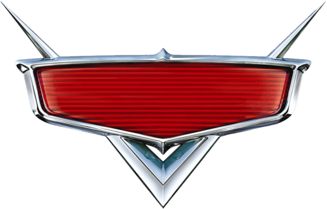 Disney Pixar Cars logo featuring Lightning McQueen on a chrome frame with vibrant red and yellow gradients.