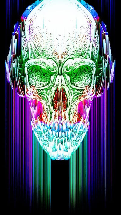 Skull headphones,art,colorful,headphones,music,patterns,psicodelia, skull