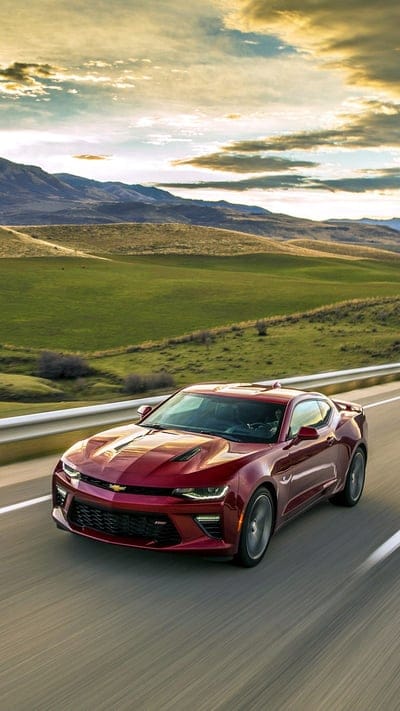 Camaro, car, chevrolet, red, red car, road, sport, usa, mobile wallpaper, android wallpaper, iPhone wallpaper, phone wallpaper