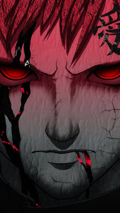 Gaara, Naruto, anime, dark, red eyes, fan art, menacing, ninja, shinobi, character, visual art, emotional
