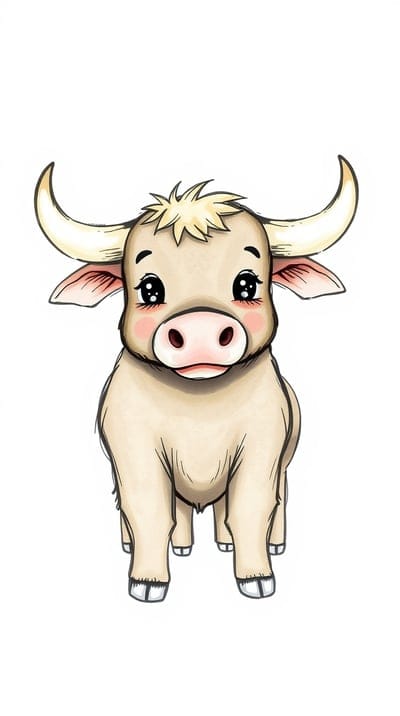 Animal,Sketch,Hand Drawn,Color Sketch,Hd Backgrounds,Hd Wallpapers,4k wallpapers,8k wallpapers,High Quality,Hand Made,Bull,Cute