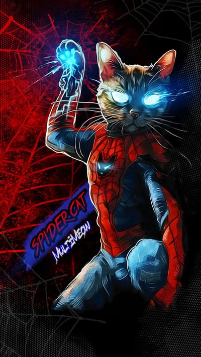 spider-man,parody,cat,lightning,web,art