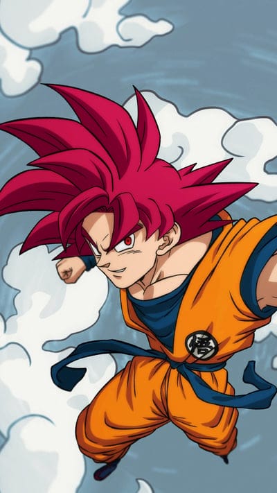 Dragon Ball Super, Goku, Super Saiyan God, anime, manga, hero, powerful, flying, character, action, fan art, divine