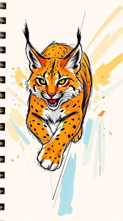 Lynx,Sketch,Hand Drawn,Color Sketch,Hd Backgrounds,Hd Wallpapers,4k wallpapers,8k wallpapers,High Quality,Hand Made,Animal,Mighty,Majestic