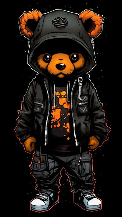 bear,ears,hood,sneakers,style,art