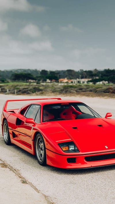 Ferrari F40, red, car, hypercar, supercar, rich, luxury, classic car, mobile wallpaper, android wallpaper, iPhone wallpaper, phone wallpaper