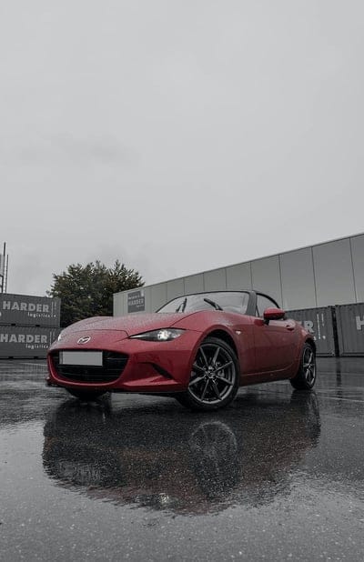 mazda mx 5, mazda, car, sports car, red, wet, mobile wallpaper, android wallpaper, iPhone wallpaper, phone wallpaper