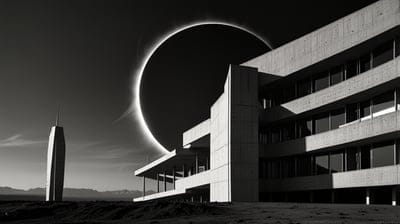 Monochromatic,Eclipse,White,Black,Art,Wallpaper,Ai Art,Ai Wallpaper,Desktop Wallpaper,Artwork,Building,Monochrome Wallpaper