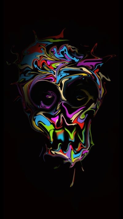 Color skull,black,blue,green,red
