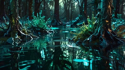 Art,Wallpaper,Ai Art,Ai Wallpaper,Desktop Wallpaper,Artwork,Swamp,Lake,Water,Green