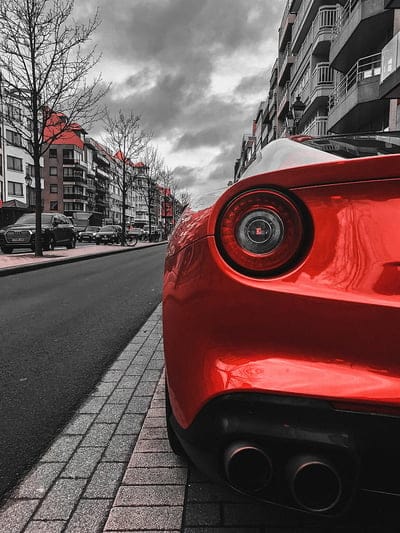 car, red, sportscar, rear view, street, mobile wallpaper, android wallpaper, iPhone wallpaper, phone wallpaper