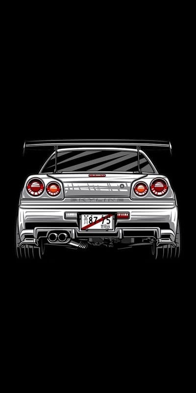 Nissan r34 GTR, amoled, black, car, dark, mobile wallpaper, android wallpaper, iPhone wallpaper, phone wallpaper