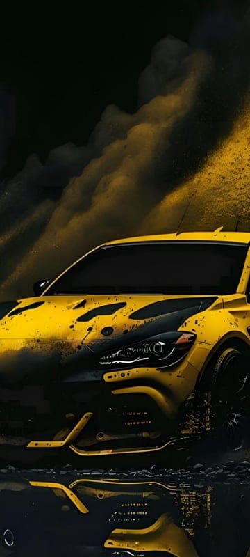 car,yellow,black,art