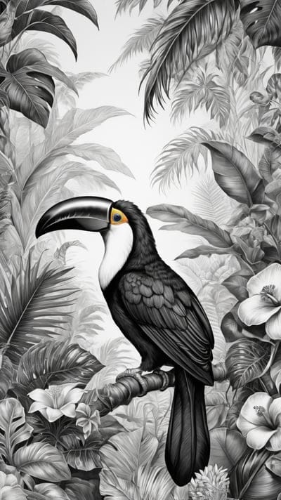 Cool,bird,Color . Forest,Leaves,Tattoo,Tattoo Wallpaper,Wallpaper,AI Art,Ai Wallpaper,Desktop Wallpaper,Artwork,Black,White,Black and White,Aesthetic