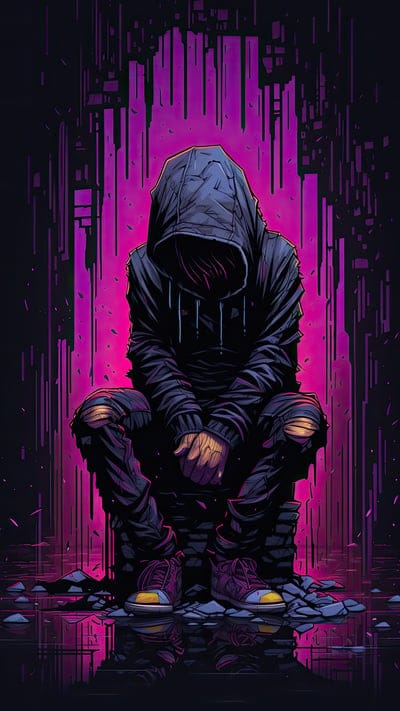 man,hoodie,hood,sad,art