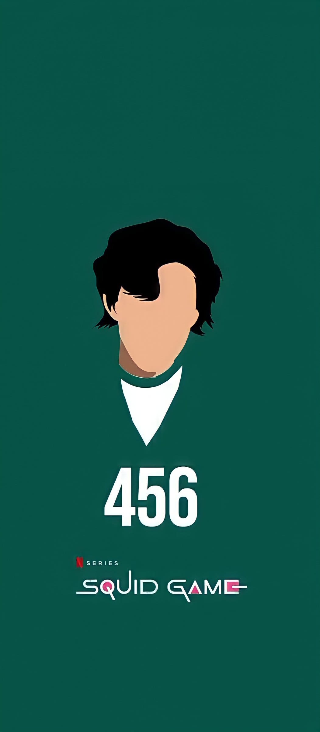 Player 456 silhouette and white number against a dark green background with the Squid Game circle logo.