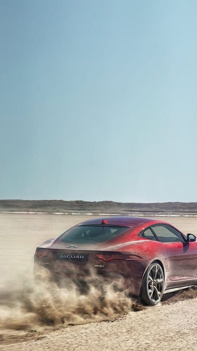 Jaguar F-type, car, dust, engine, red, speed, mobile wallpaper, android wallpaper, iPhone wallpaper, phone wallpaper
