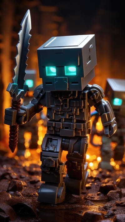 man,sword,lights,stones,minecraft