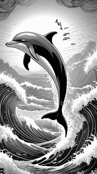 Tattoo,Tattoo Wallpaper,Wallpaper,AI Art,Ai Wallpaper,Desktop Wallpaper,Artwork,Black,White,Black and White,Aesthetic,Cartoon,Dolphin,Sea,Water