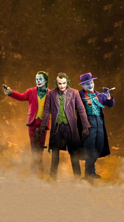 Joker, DC Comics, villains, Joaquin Phoenix, Heath Ledger, Jack Nicholson, Gotham, Clown Prince, psychopath, cinematic, iconic, movie characters, dark art, character study, triptych, chaos, madness, supervillain, comic book, fan art