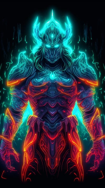 warrior,armor,neon,glow,art