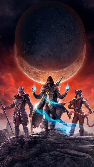 Elder Scrolls, fantasy, RPG, adventure, character art, magic, warrior, archer, heroes, moon, eclipse, mystical, epic, video game, Tamriel, Khajiit, Nord, dark fantasy, sorcery, epic fantasy, battle, quest