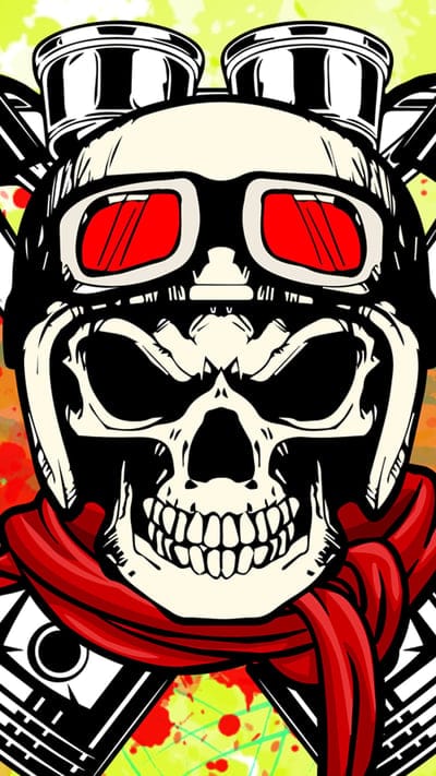 Motorbike skull,skull,motorbike,bike,piston,helmet,clash, wall