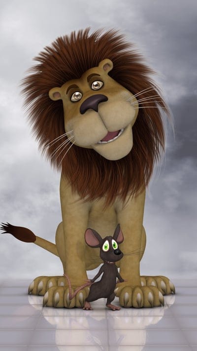 Lion and Mouse,3d,animal,cartoon,cg,fun,toon