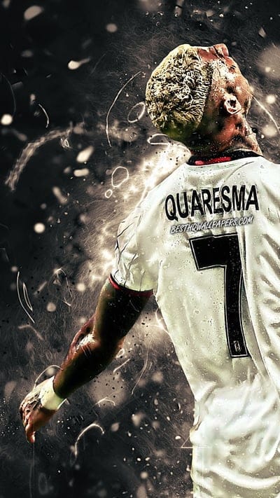 Ricardo Quaresma, back view, Besiktas FC, goal, portuguese footballers, soccer, Turkish Super Lig, Quaresma, football, neon lights, Besiktas JK, Turkey