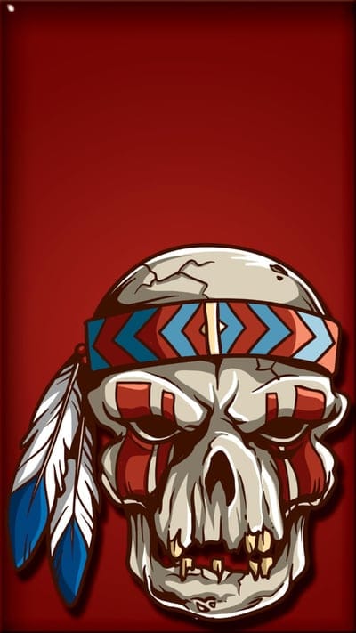 Skull BG,native american,red,x3mcx