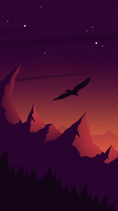 bird, silhouette, vector, mountains, art, sky