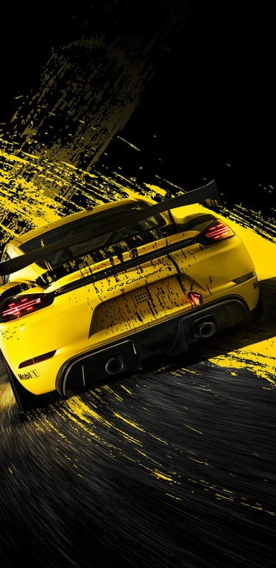 Cayman GT4 Clubsport, auto, black, car, cayman, clubsport, gt4, porsche, sportcar, yellow, mobile wallpaper, android wallpaper, iPhone wallpaper, phone wallpaper