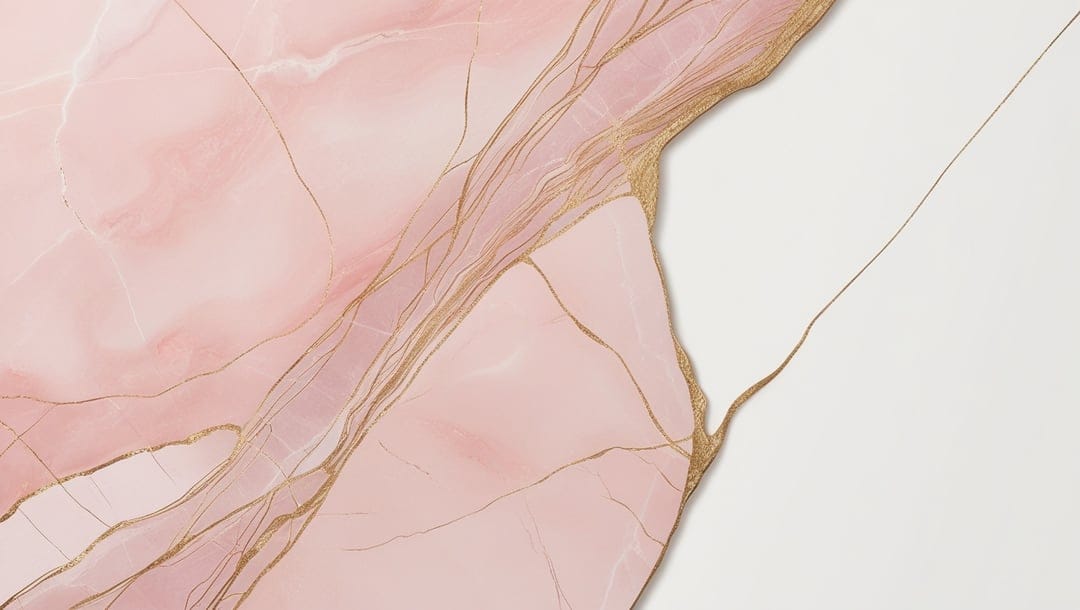 Pink marble textures featuring flowing gold metallic veins and intricate mineral patterns in a vertical layout.