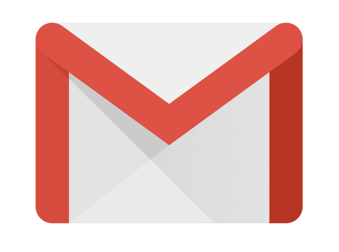 Gmail icon envelope featuring red borders and white center on a transparent background for digital layouts.