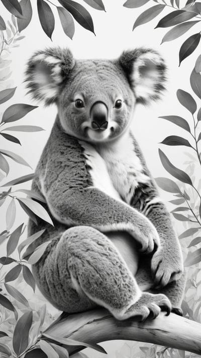 Tattoo,Tattoo Wallpaper,Wallpaper,AI Art,Ai Wallpaper,Desktop Wallpaper,Artwork,Black,White,Black and White,Aesthetic,Koala