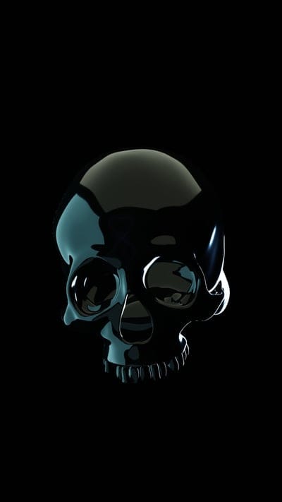 Black Shiny Skull,Ancient,bones,dark,dead,death,eyes,funny,human,oled, outline,scary,spooky,teeth