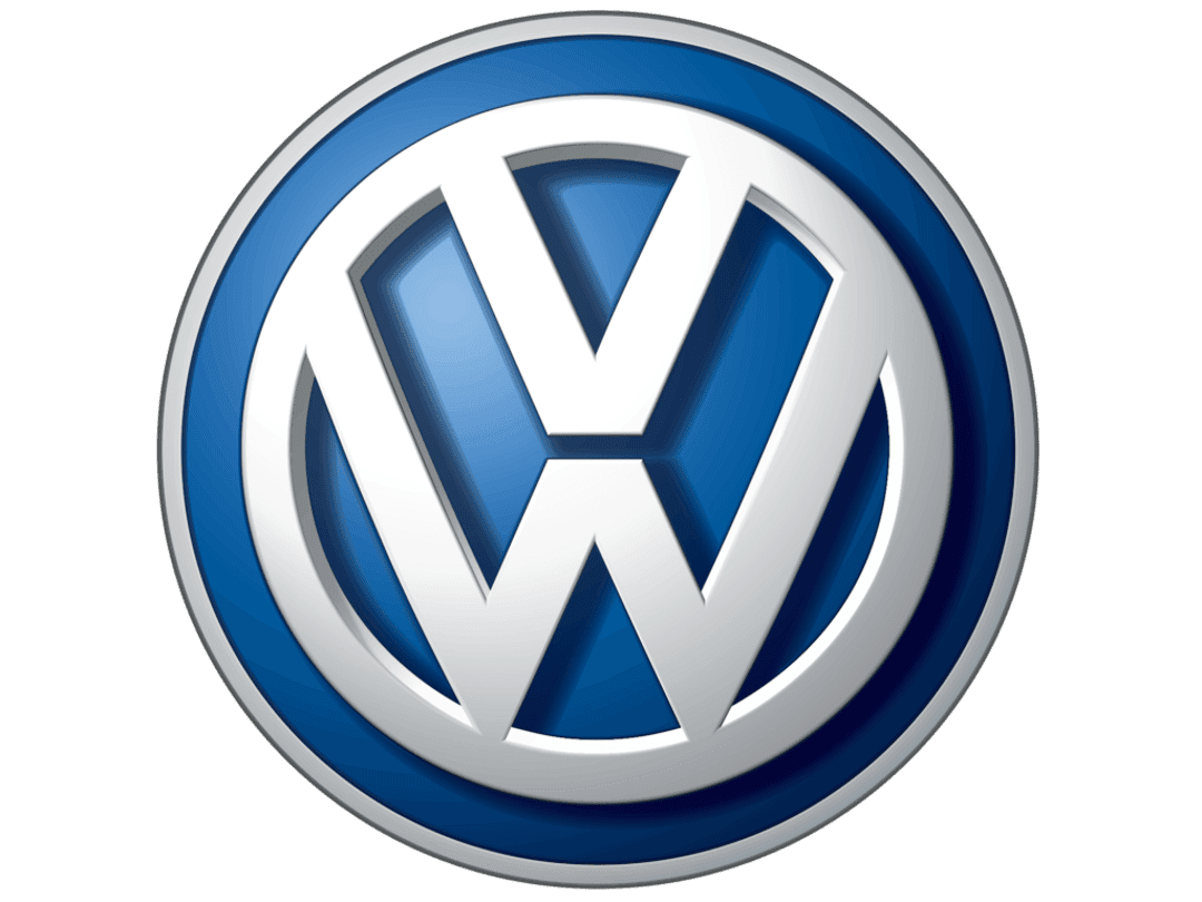 Volkswagen logo illustration featuring stacked white letters inside a blue circle with a clean matte finish.
